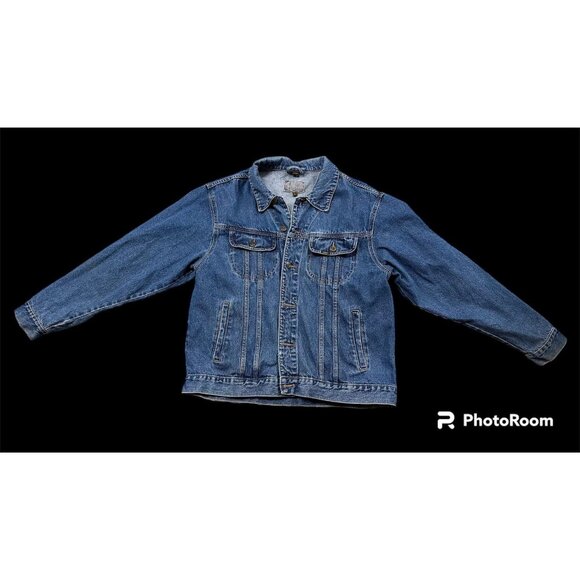 Vintage Lee Denim Jacket Blue Jean Large Trucker Cowboy1990s Retro Western - Picture 2 of 10